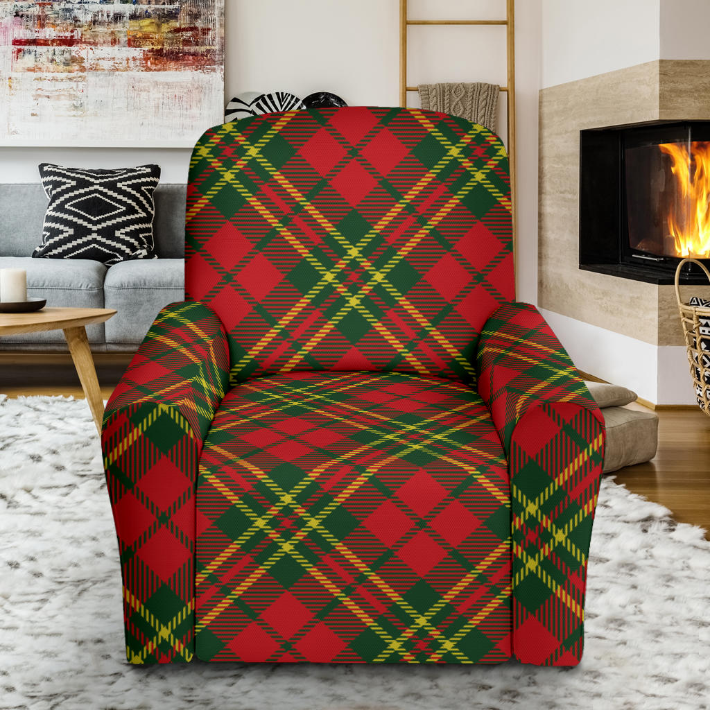 Plaid Holiday Pattern Print Design A01 Recliner Slipcover with Pocket