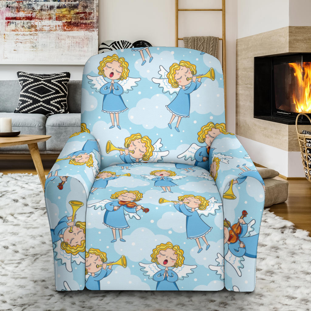 Angel Musician Pattern Print Design 09 Recliner Slipcover with Pocket