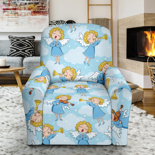Angel Musician Pattern Print Design 09 Recliner Slipcover with Pocket