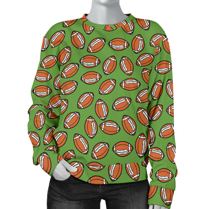 American Football on Green Design Women Long Sleeve Sweatshirt