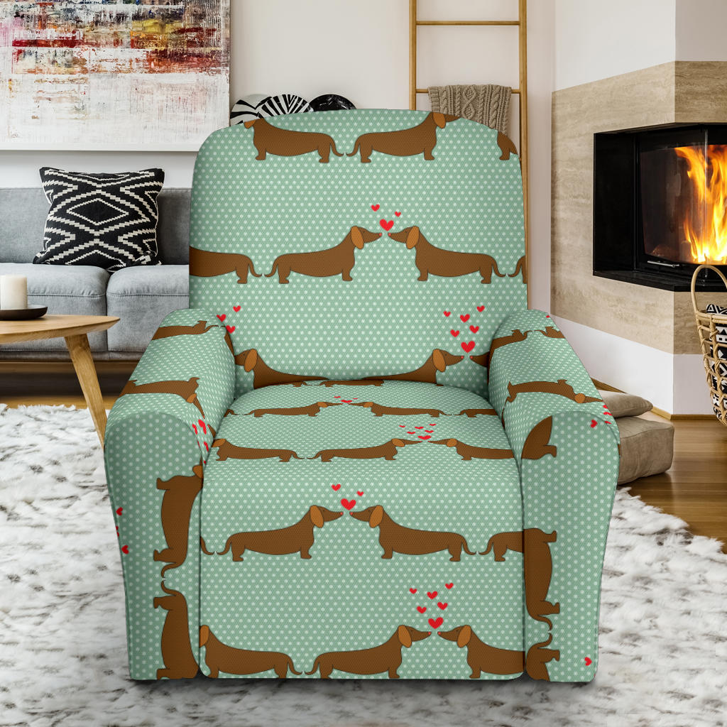 Dachshund Pattern Print Design 02 Recliner Slipcover with Pocket