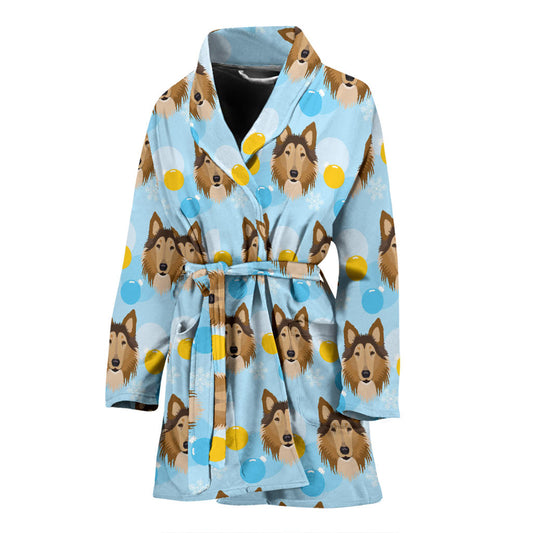 Collies Pattern Print Design 02 Women Bathrobe
