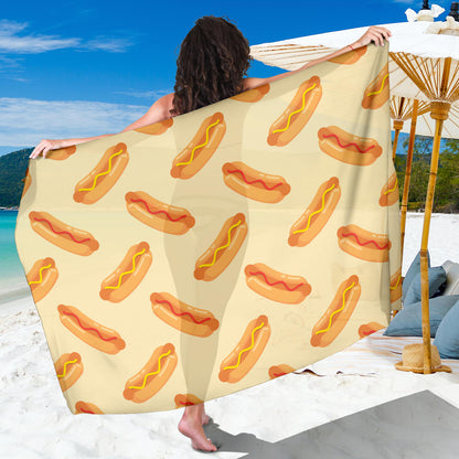 Hot Dog Pattern Print Design 05 Sarong Pareo Wrap