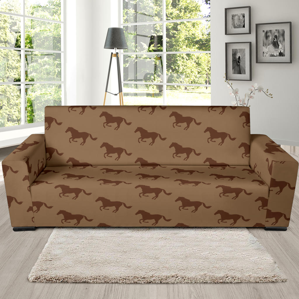 Horse Brown Print Design LKS307 Sofa Slipcover