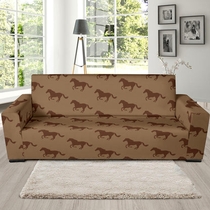 Horse Brown Print Design LKS307 Sofa Slipcover