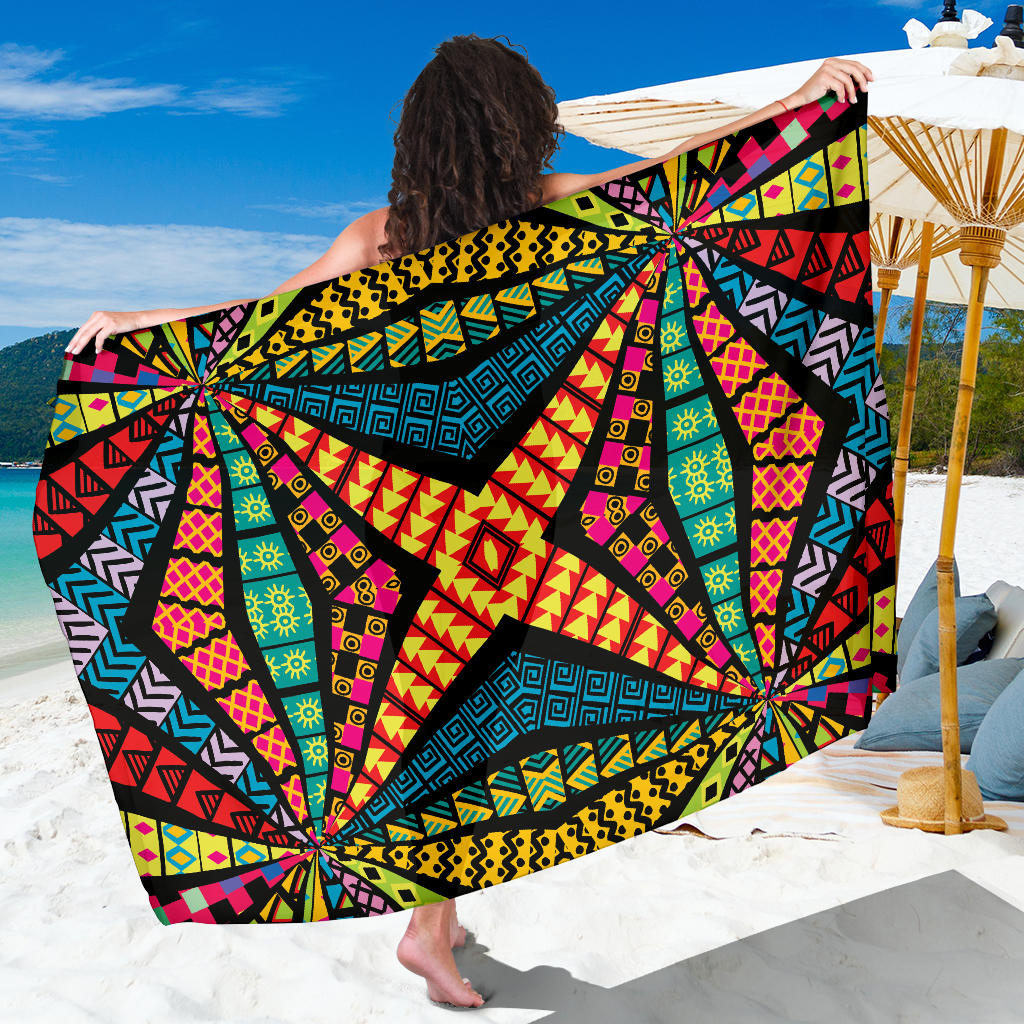 Kaleidoscope Pattern Print Design 05 Sarong Pareo Wrap