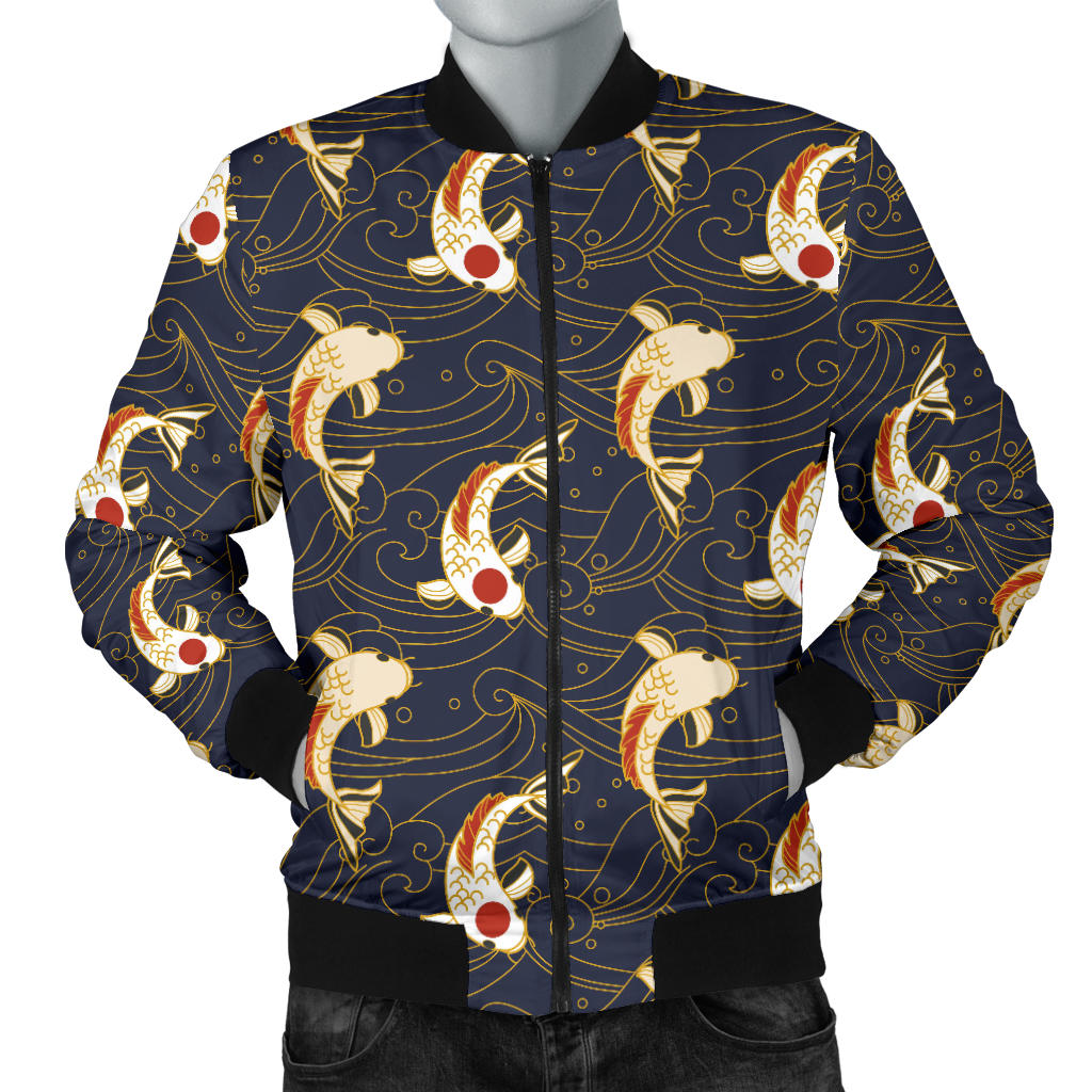 Koi Carp Japanese Design Themed Print Men Bomber Jacket
