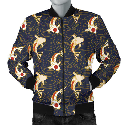 Koi Carp Japanese Design Themed Print Men Bomber Jacket