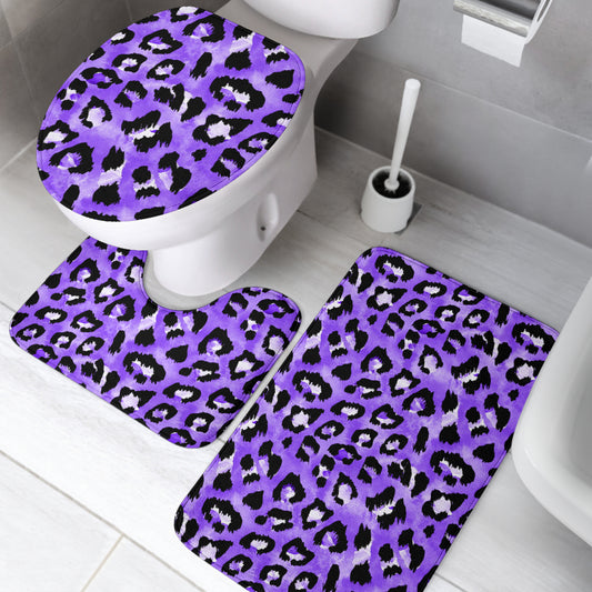 Leopard Purple Skin Print Bathroom Mat Set