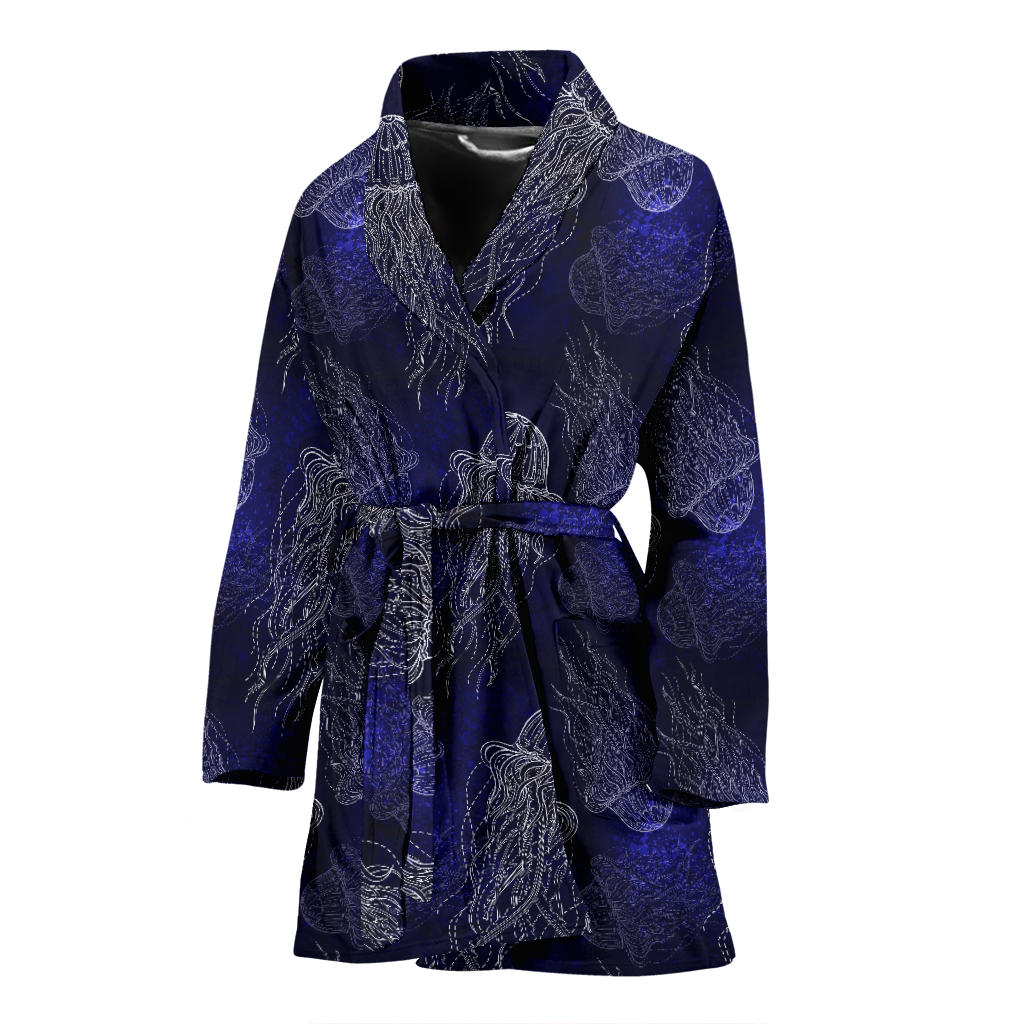 Jellyfish Pattern Print Design 02 Women Bathrobe