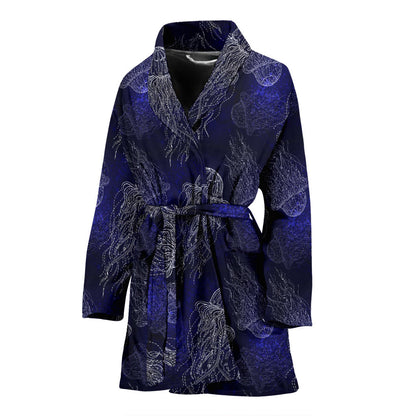 Jellyfish Pattern Print Design 02 Women Bathrobe