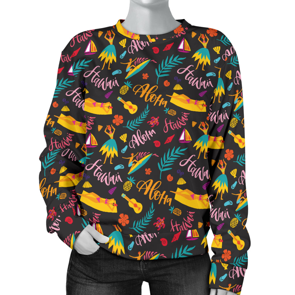 Aloha Hawaii Summer Design Themed Print Women Long Sleeve Sweatshirt