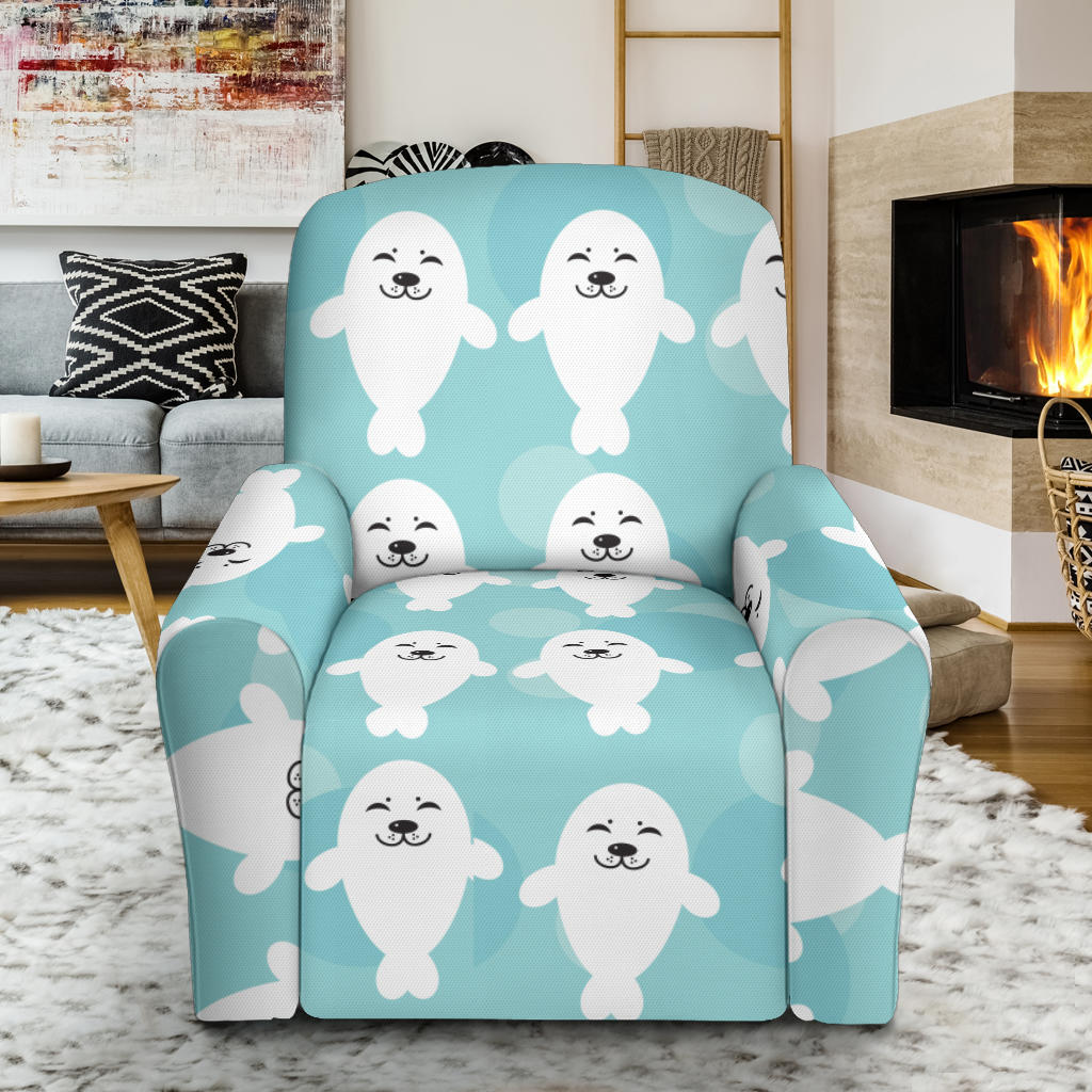 Sea Lion Baby Pattern Print Design 01 Recliner Slipcover with Pocket