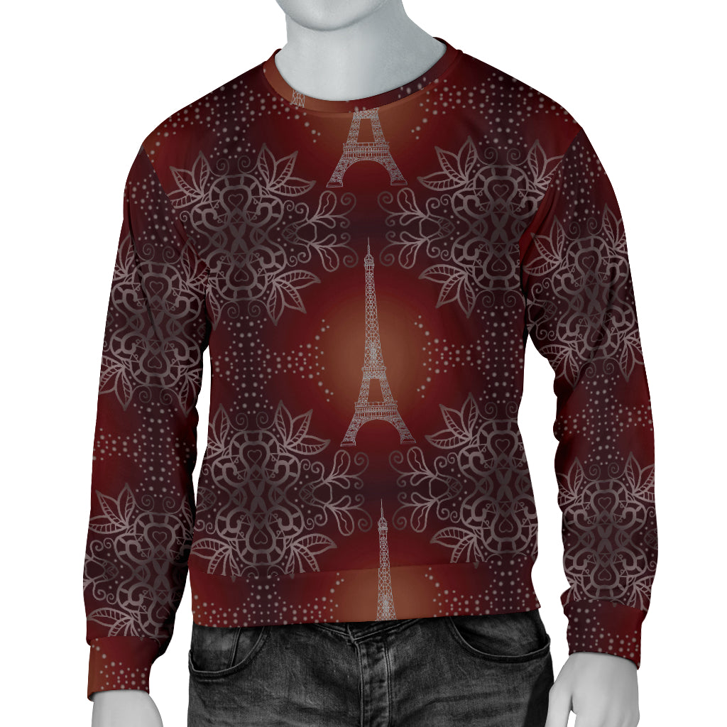 Eiffel Tower Drawing Print Men Long Sleeve Sweatshirt