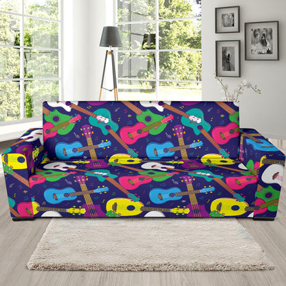 Ukulele Pattern Print Design 02 Sofa Slipcover