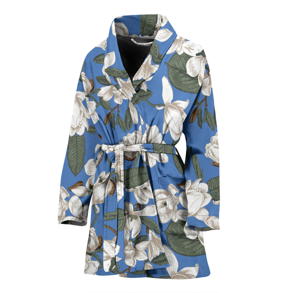 Magnolia Pattern Print Design 01 Women Bathrobe