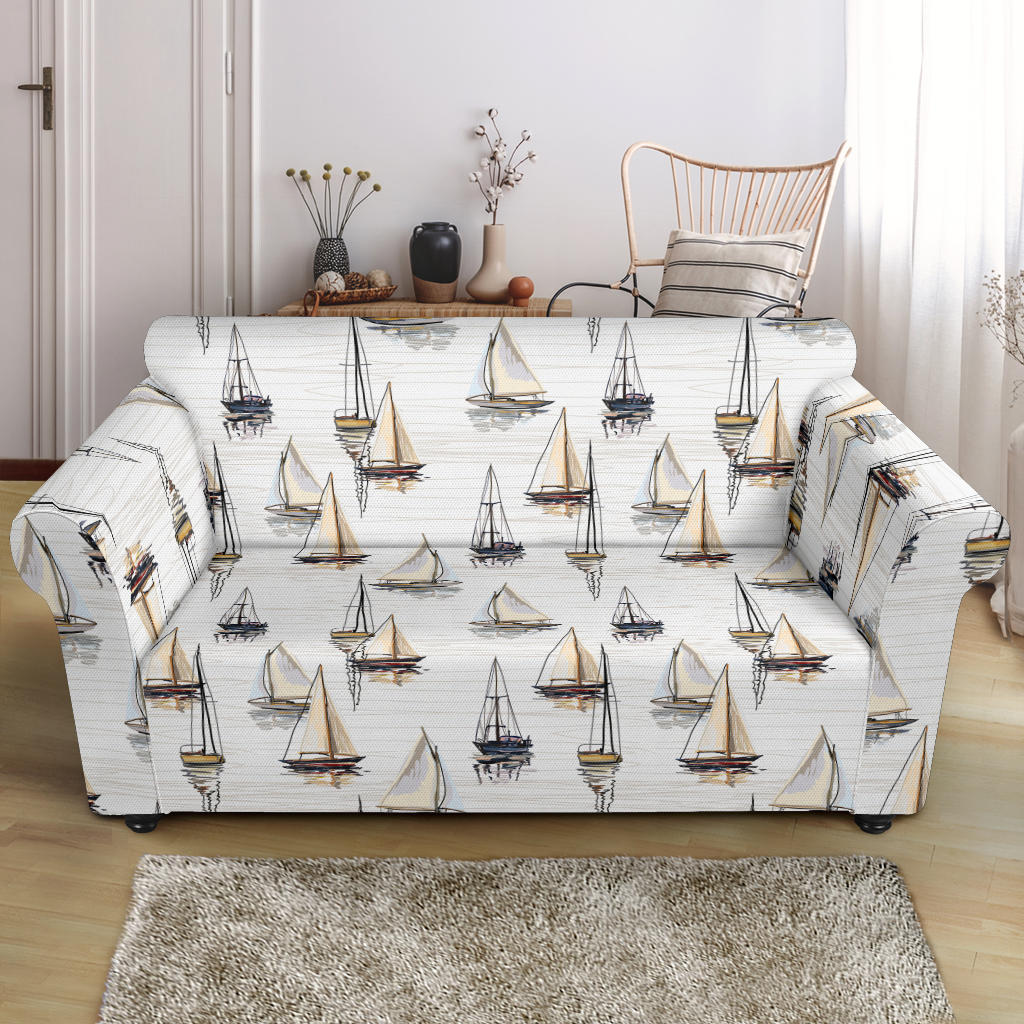 Sailboat Paint Pattern Print Design LKS307 Loveseat Couch Slipcover
