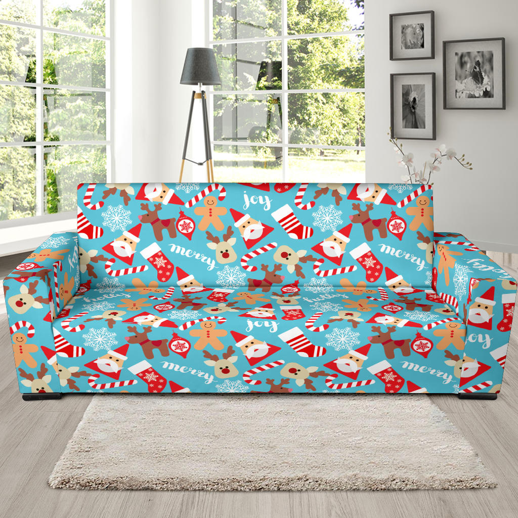 Santa Christmas Themed Print Design LKS306 Sofa Slipcover