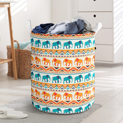 Elephant Aztec Ethnic Print Pattern Laundry Basket