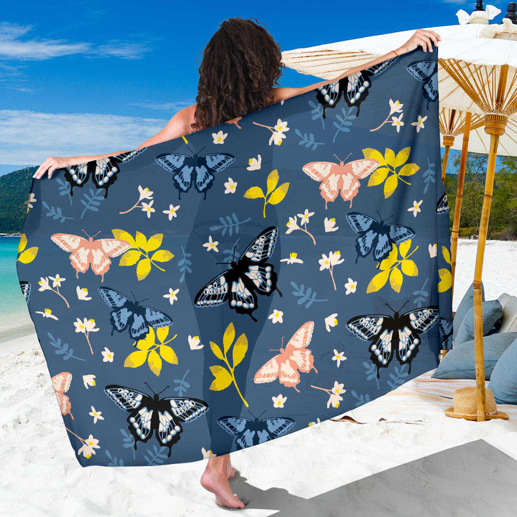 Monarch Butterfly Pattern Print Design 02 Sarong Pareo Wrap