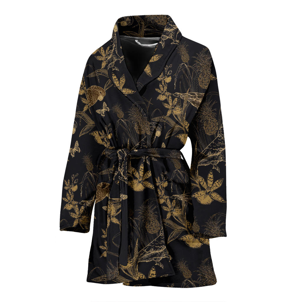 Parakeet Pattern Print Design A05 Women Bathrobe
