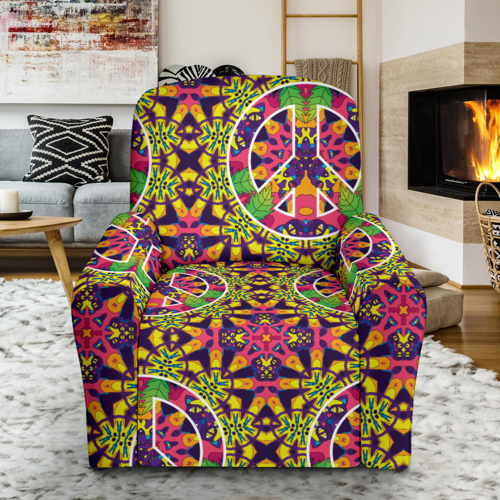 Peace Sign Pattern Print Design A04 Recliner Slipcover with Pocket