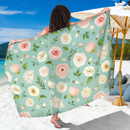 Lisianthus Pattern Print Design 01 Sarong Pareo Wrap