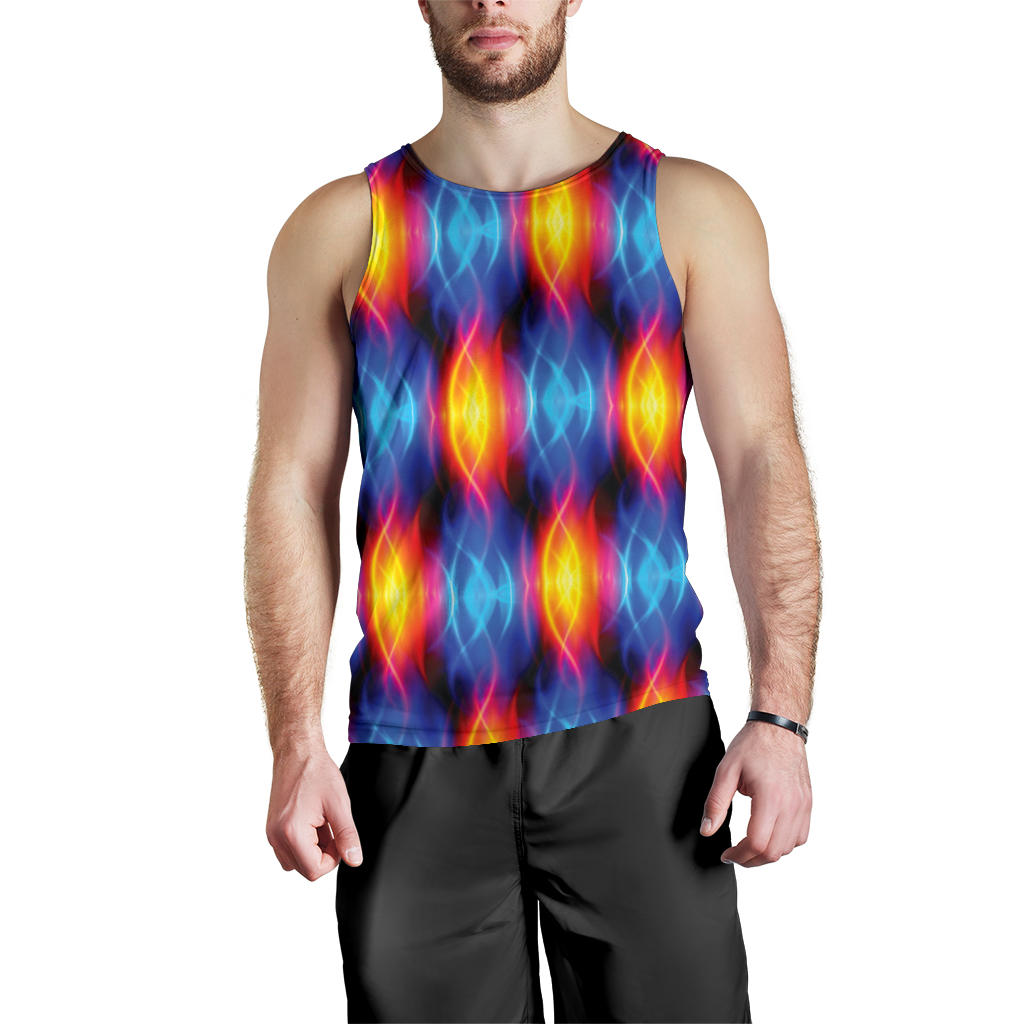 Flame Fire Blue Design Print Men Tank Top