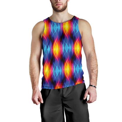 Flame Fire Blue Design Print Men Tank Top