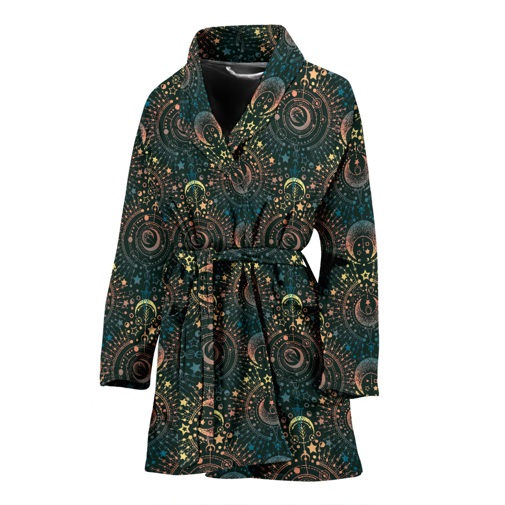 Sun Moon Print Design LKS307 Women Bathrobe
