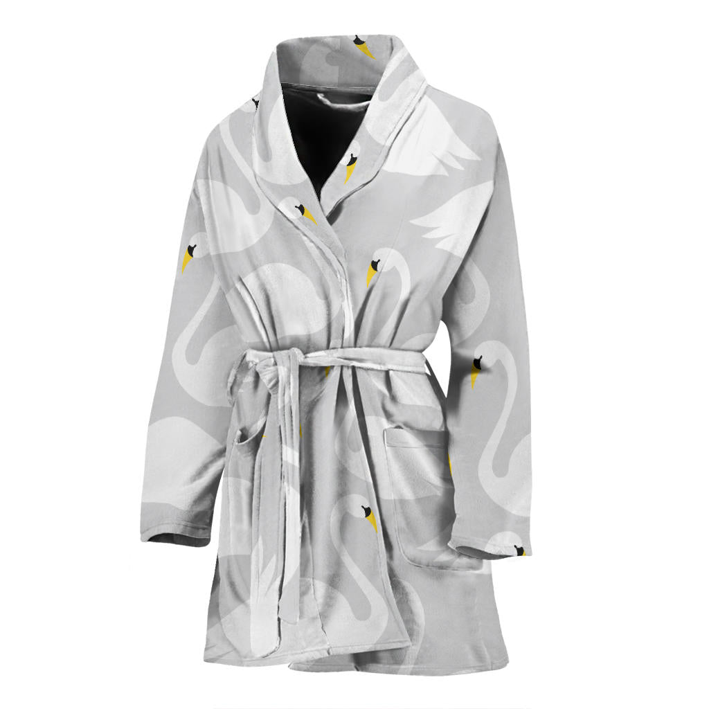 Swan Pattern Print Design 02 Women Bathrobe