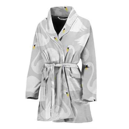 Swan Pattern Print Design 02 Women Bathrobe
