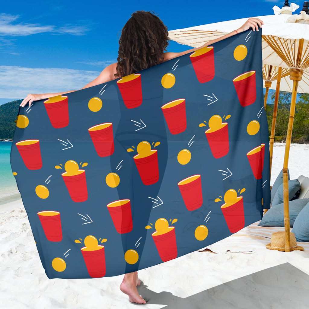 Beer Pong Pattern Print Design 02 Sarong Pareo Wrap