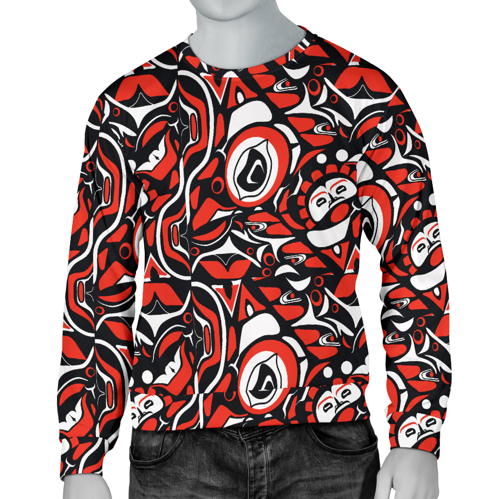 Native North American Themed Print Men Long Sleeve Sweatshirt