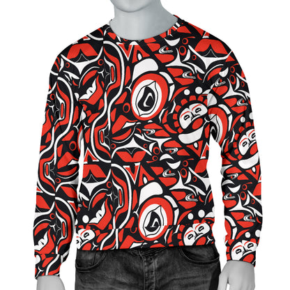 Native North American Themed Print Men Long Sleeve Sweatshirt