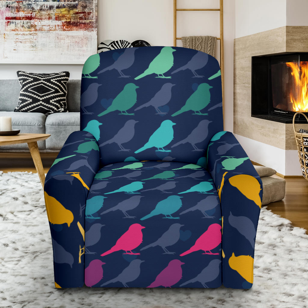 Birds Pattern Print Design 01 Recliner Slipcover with Pocket