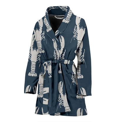 Lobster Pattern Print Design 02 Women Bathrobe