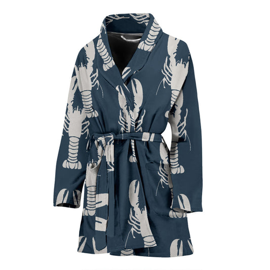 Lobster Pattern Print Design 02 Women Bathrobe