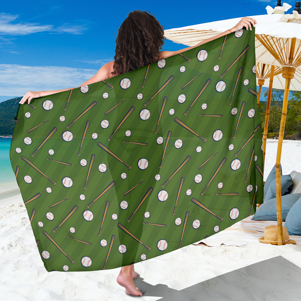 Baseball Pattern Print Design 02 Sarong Pareo Wrap