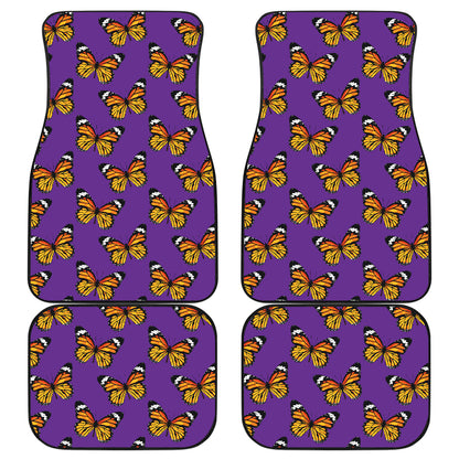 Monarch Butterfly Purple Print Pattern Car Floor Mats Front Back