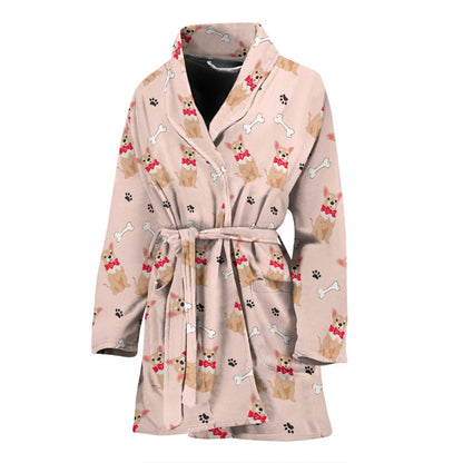 Chihuahua Pattern Print Design 04 Women Bathrobe