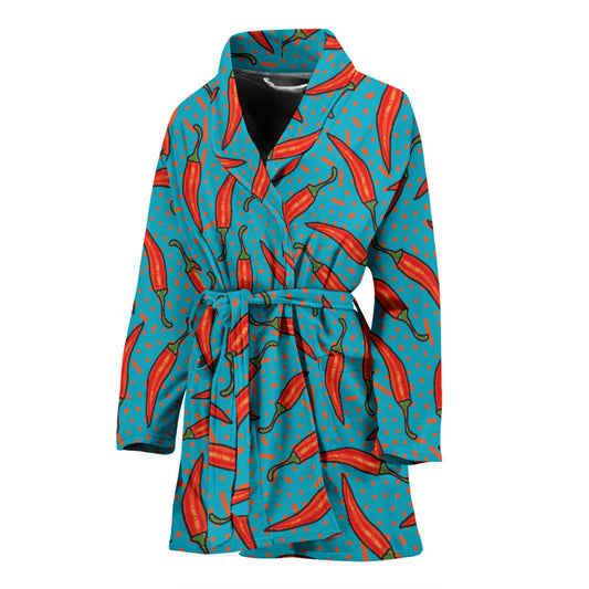 Chilli Pepper Pattern Print Design 05 Women Bathrobe
