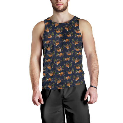 Sloth flower Design Themed Print Men Tank Top