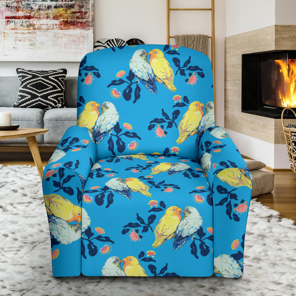 Lovebird Pattern Print Design 03 Recliner Slipcover with Pocket