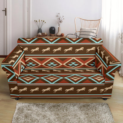 Western Horse Pattern Print LKS301 Loveseat Couch Slipcover
