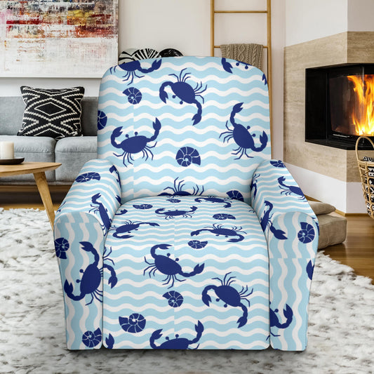 Crab Pattern Print Design 04 Recliner Slipcover with Pocket