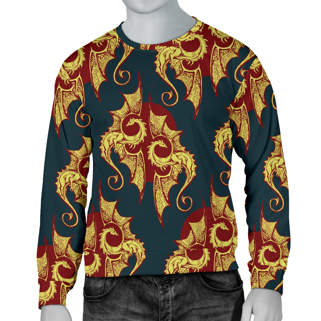 Dragons Gold Design Pattern Men Long Sleeve Sweatshirt