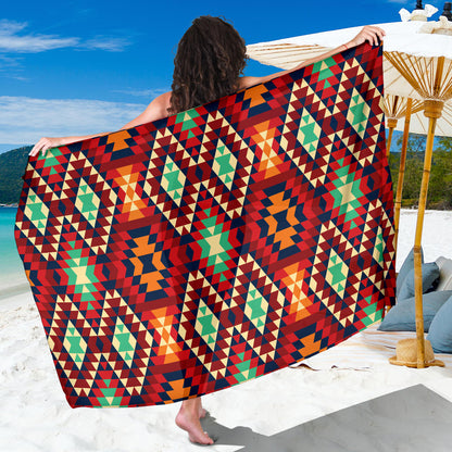 Native Pattern Print Design A07 Sarong Pareo Wrap