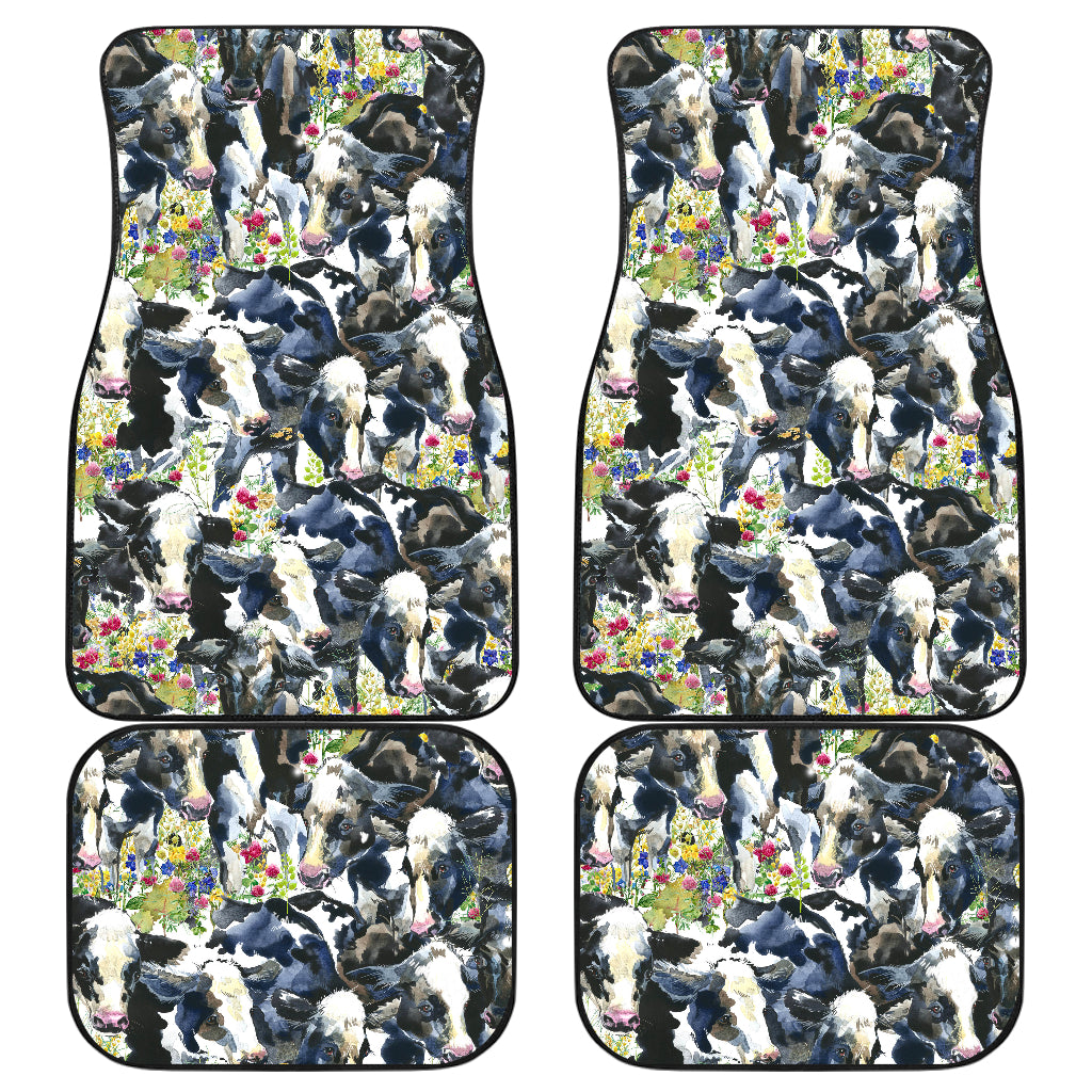 Cow Watercolor Print Pattern Car Floor Mats Front Back