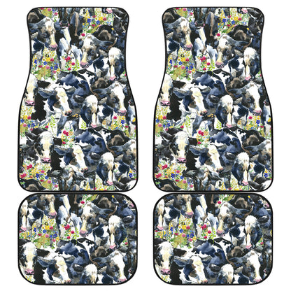 Cow Watercolor Print Pattern Car Floor Mats Front Back
